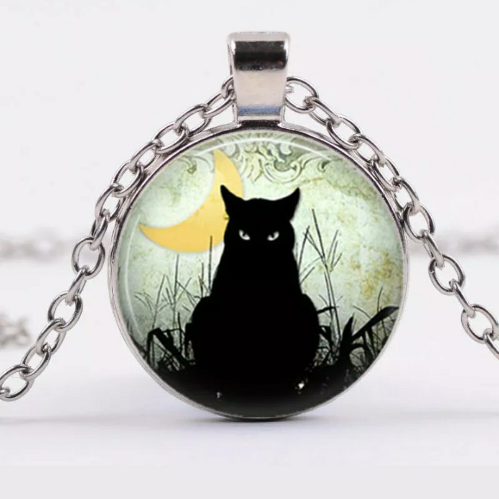 🖤Halloween Black Cat & Moon Necklace